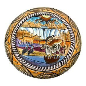 Penzo Zimbabwe African Safari Dinner Plate 11” Lemur Zebra Africa Decor Signed